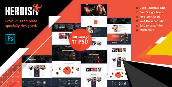 Heroism Gym PSD Template