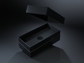Black blank cardboard box on a dark background. Mock up template. - PhotoDune Item for Sale
