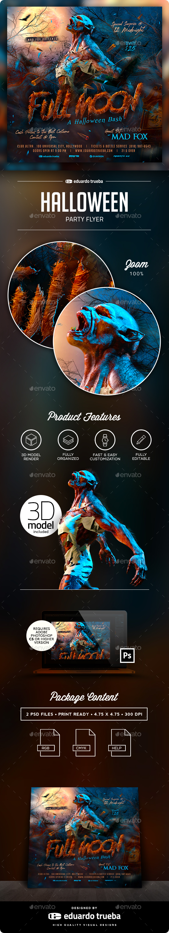 Full Moon Party Flyer Graphics Designs Templates