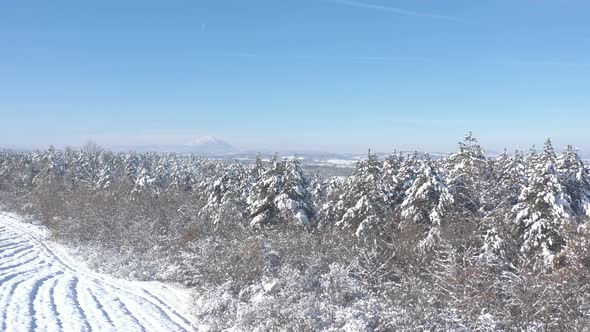 Mountain Rtanj in Eastern Serbia by January 4K aerial video