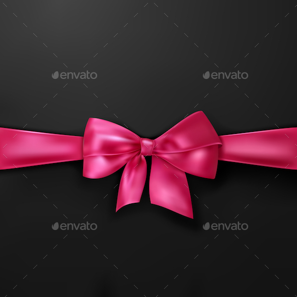 Vector Pink Bow on Black Background