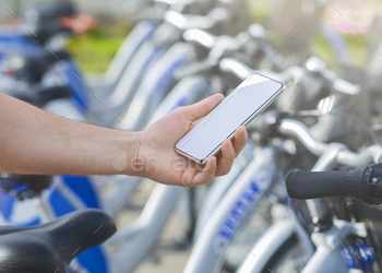bile app at bikes sharing service, mockup
