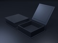 Black blank cardboard box on a dark background. 3d rendering - PhotoDune Item for Sale