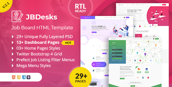JBDesks - Job Board and Dashboard HTML5 Template