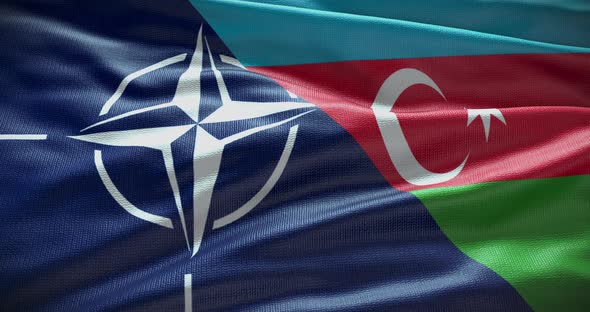 Azerbaijan and NATO waving flag animation 4K