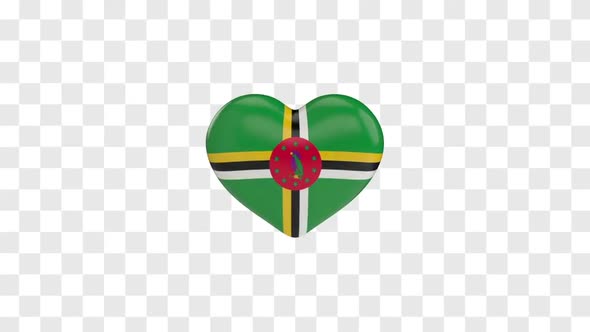 Dominica Flag on a Rotating 3D Heart