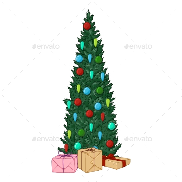 Vector Cartoon Christmas Tree