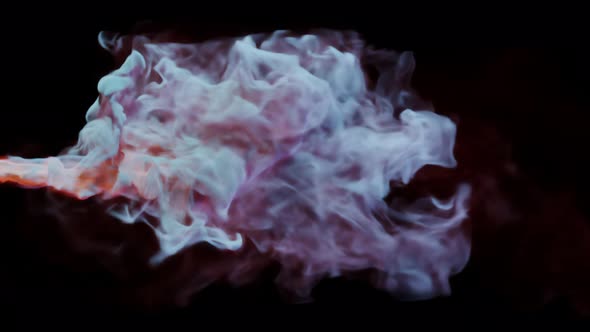 colorful smoke stream on a black studio background. smoke cloud puff alt