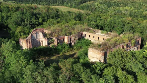 Aerial view of the Marianska Celad monastery near the village of Velke Lovce in Slovakia