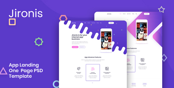 Jironis - App Landing One Page PSD Template