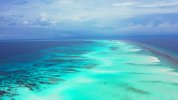 Aerial drone view travel of paradise coast beach lifestyle by blue water and clean sandy background 