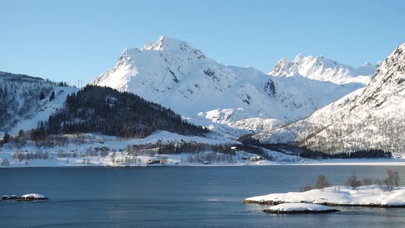 Winter Norwegian Panorama With The Houses On A Sea Shore 8