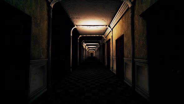 Old Hotel Corridor Horror Scene