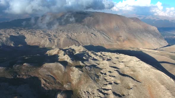 Treeless Barren Curved Rugged Mountain Slopes