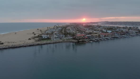 Sunset over Balboa Peninsula, Newport Beach, California