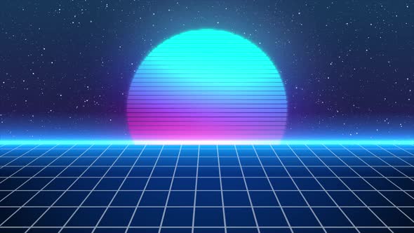 Retro Background Loop Animation, Retro High Tech Digital Background, Futuristic 80s Retro Animation