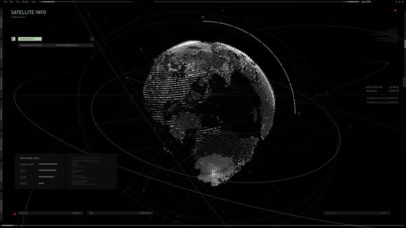 Planet Analysis With Space Satellites Makes Digital Map Of Earth Globe alt