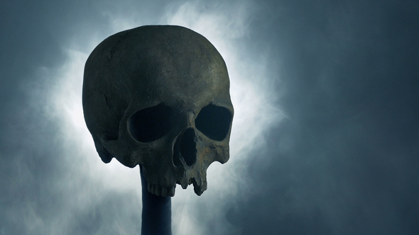 Skull On Pole With Glowing Smoke Fantasy Battle Concept alt