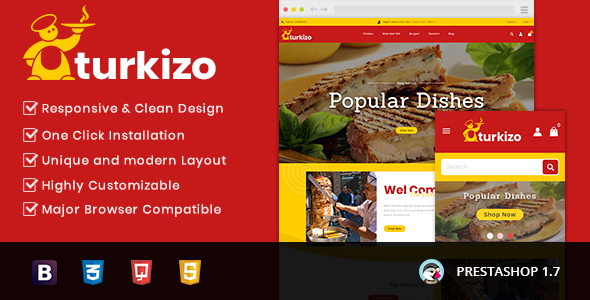 Turkizo - Food Store Prestashop 1.7 & 8.x  Responsive Theme
