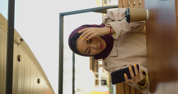 Young Muslim Woman During an Online Video Call