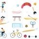 Sportive People Characters Set and Sport Equipment - GraphicRiver Item for Sale