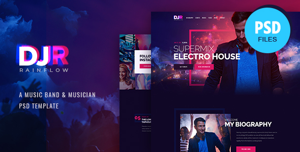 DJ Rainflow | Music Band & Musician PSD Template