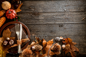 utlery. Thanksgiving autumn background
