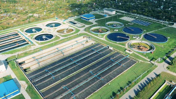 Aerial View of a Biological Wastewater Treatment Plant