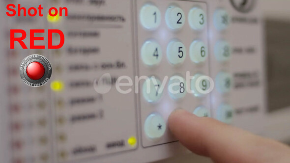 Dialing Code On A Security Lock System Protecting Home Closeup Of Male Finger
