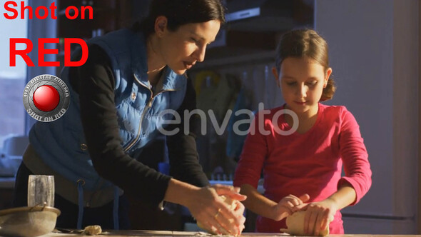 Caring Mother Teaches Child How To Cook Happy Family Spending Time and Having Fun