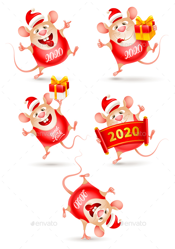 Set of New Year Rats