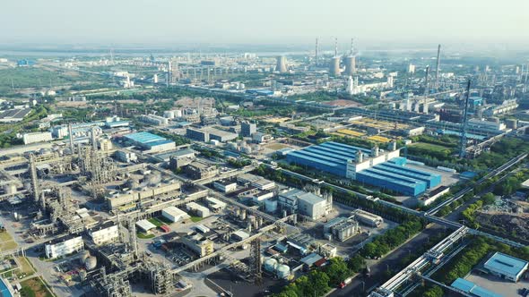 Aerial view oil refinery