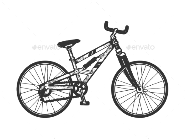 Mountain Bike Bicycle Sketch Engraving Vector