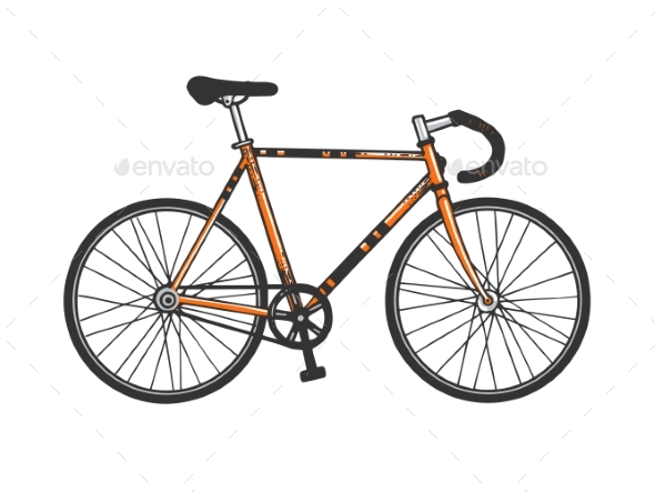 Track Sport Bicycle Sketch Engraving Vector