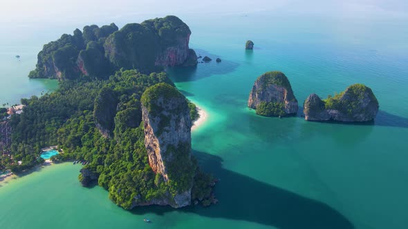 Railay Beach Krabi Thailand Tropical Beach of Railay Krabi Panoramic View of Idyllic Railay Beach in