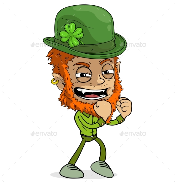 Cartoon Redhead Irish Leprechaun Boy
