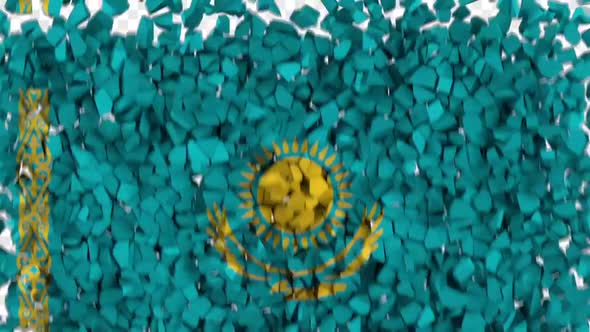 Kazakhstan Flag Breaking Rocks Transition