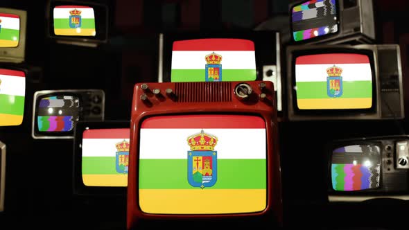 Flag of La Rioja, Spain, and Retro TVs.
