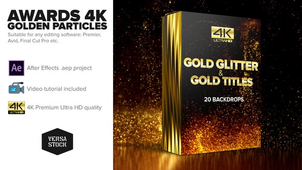 Awards 4K Golden Glitter Particles Titles