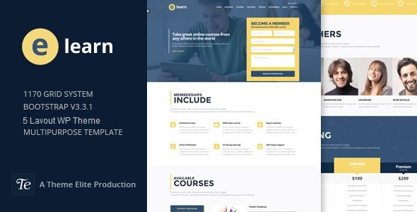 e-Learn - Onepage Bootstrap Education WordPress Theme