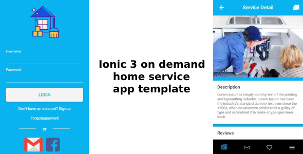 Ionic 3 - on demand home - office service app template (Android - IOS)