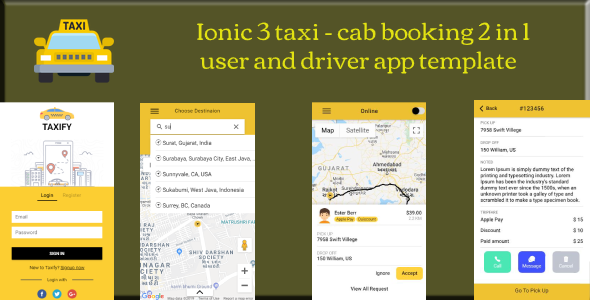 ionic 3 2 in 1 taxi cab booking user and driver app template