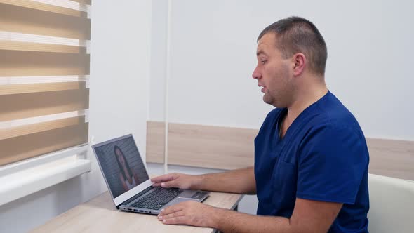 Medical specialist giving online consultation