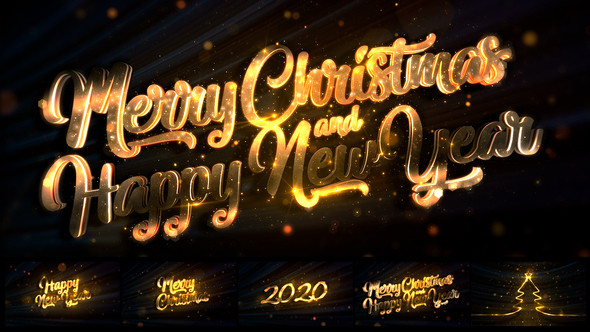 Merry Christmas and Happy New Year 2020 Gold Loop Backgorunds 5in1