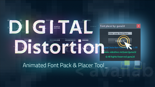 Digital Distortion Animated Font Pack with Tool