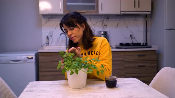 Woman Caring About Flowers