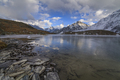 View of the icy lake and the high snowy mountains - PhotoDune Item for Sale