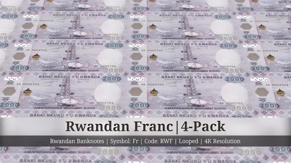 Rwandan Franc | Rwanda Currency - 4 Pack | 4K Resolution | Looped