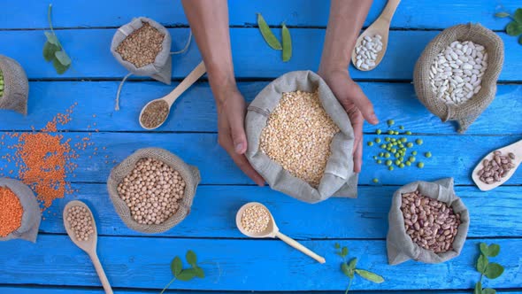 Legumes on Wooden Ecological Background