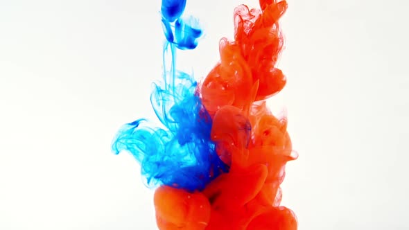 Color Ink in Water on White Background